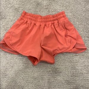coral lululemon shorts